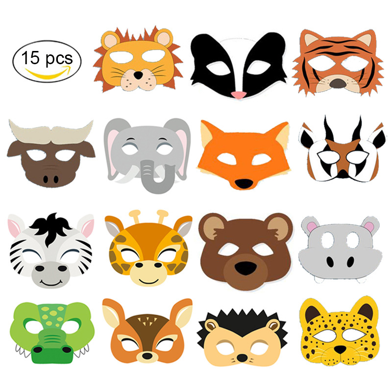 Zoo Party Games - 15 قطعة/المجموعة الحيوان أقنعة الغابة عيد