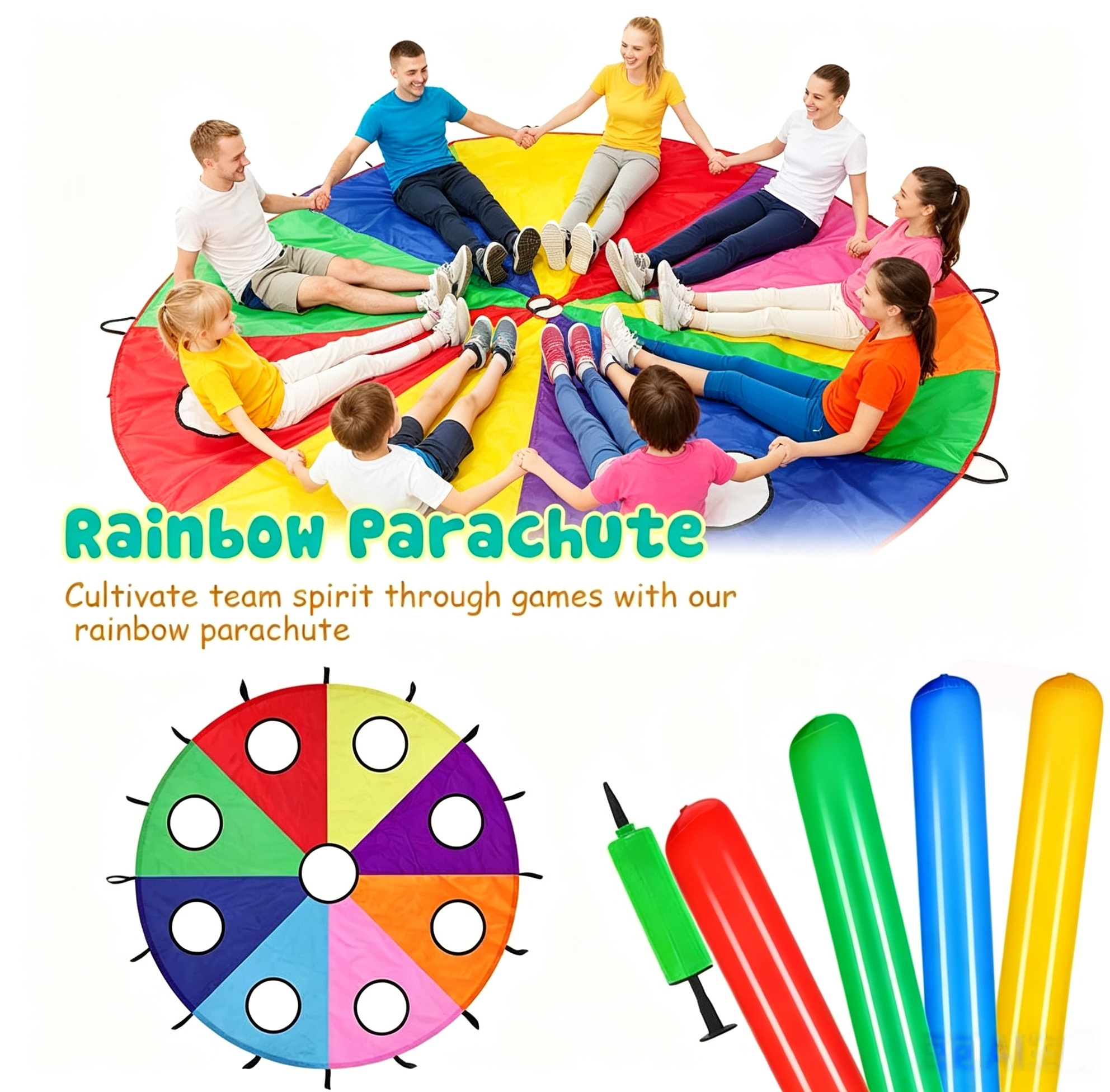 Party Games Group For Adults - لعبة قفز المظلات قوس قزح متعددة