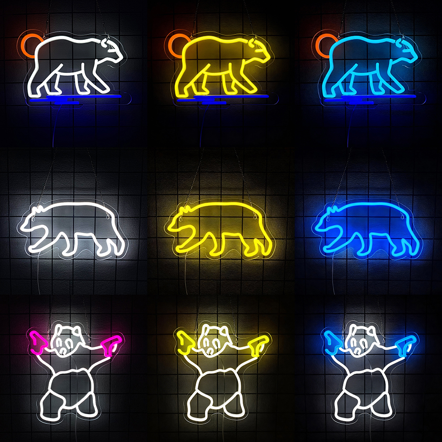 Zoo Party Games - لافتة نيون على شكل دب قطبي