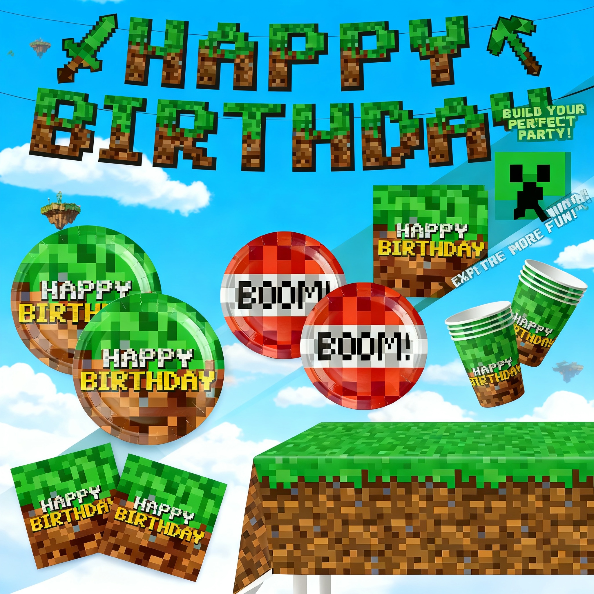Party Games Good - مستلزمات حفلات عيد الميلاد بثيم ماينكرافت،